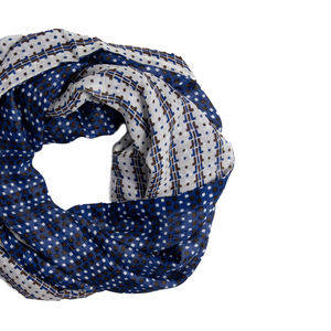 TORY BURCH BLUE, BLACK & WHITE SNOOD SCARF | WOMENS SIZE 85CM